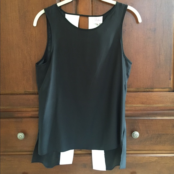 Black Open Back Silk Parker top - Picture 2 of 3